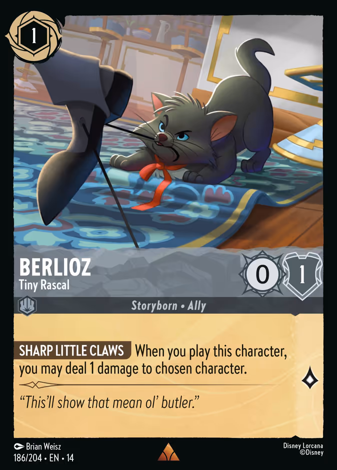 Berlioz - Tiny Rascal — Hyperia City #186 (Disney Lorcana card)
