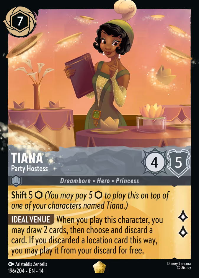 Tiana - Party Hostess — Hyperia City #196 (Disney Lorcana card)