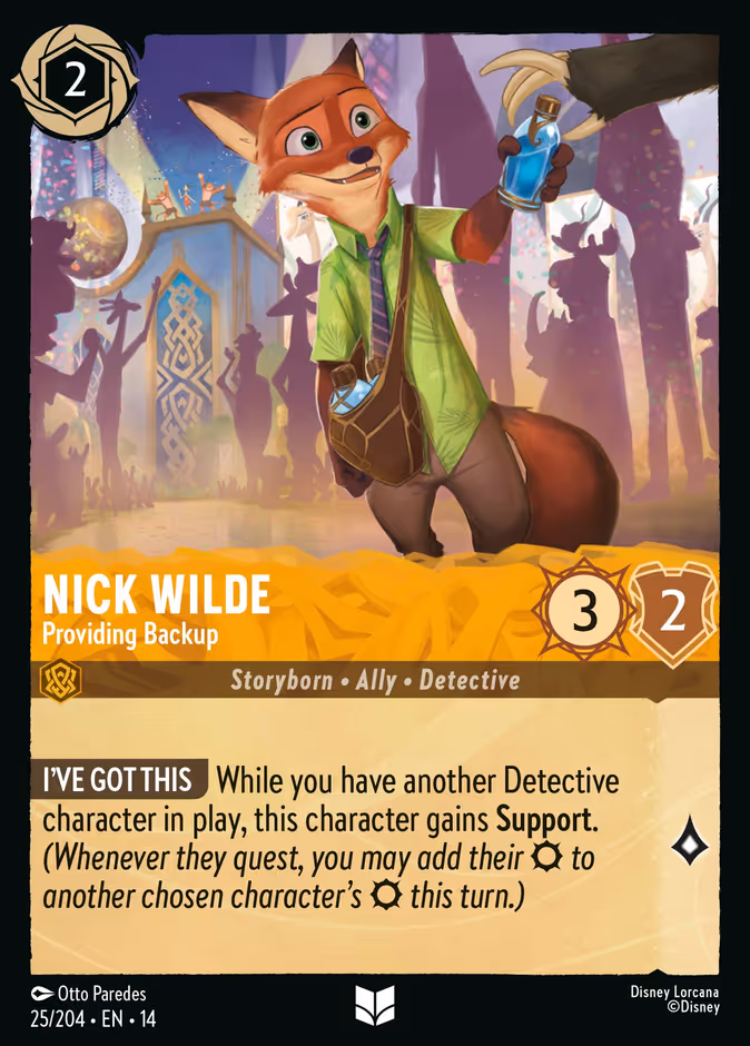 Nick Wilde - Providing Backup — Hyperia City #25 (Disney Lorcana card)