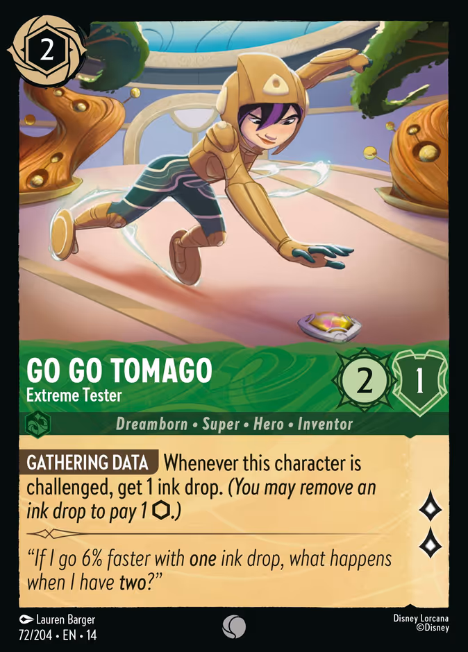 Go Go Tomago - Extreme Tester — Hyperia City #72 (Disney Lorcana card)