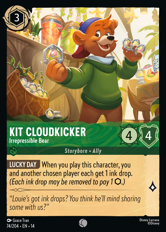 Kit Cloudkicker - Irrepressible Bear — Hyperia City #74 (Disney Lorcana card)