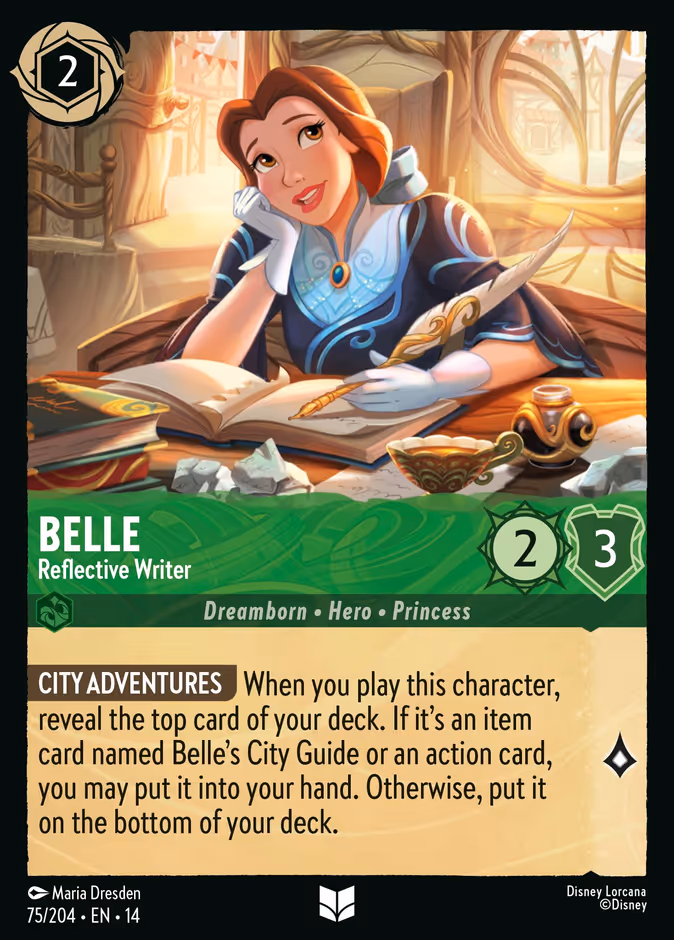 Belle - Reflective Writer — Hyperia City #75 (Disney Lorcana card)
