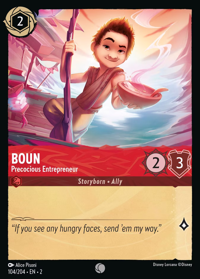 Boun - Precocious Entrepreneur — Rise of the Floodborn #104 (Disney Lorcana card)
