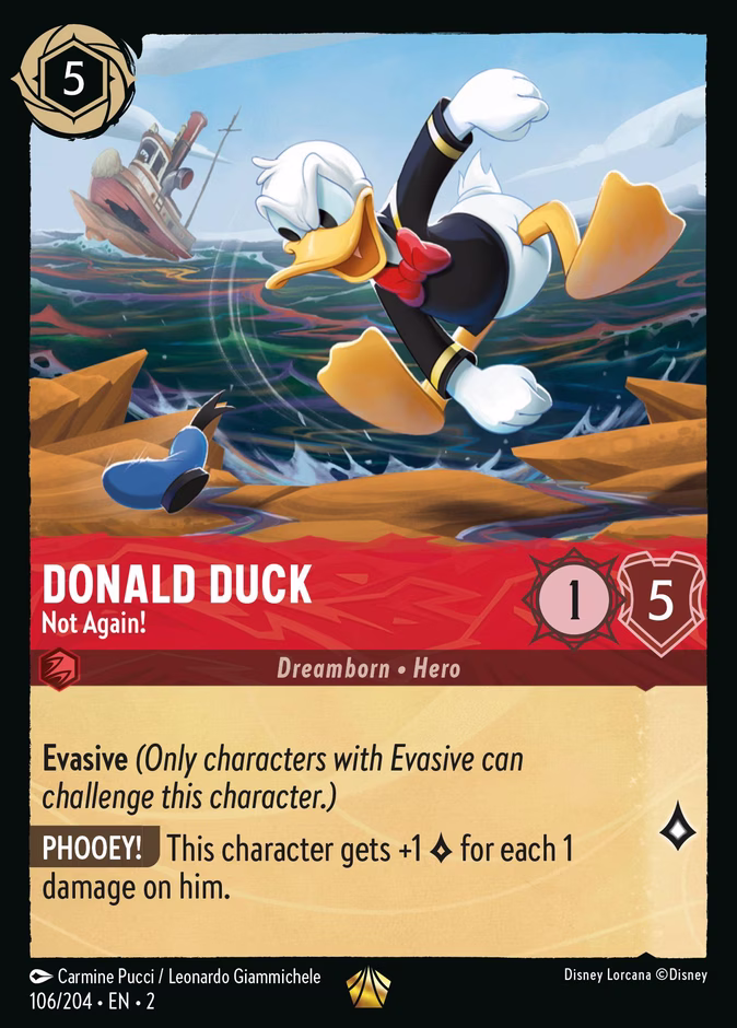 Donald Duck - Not Again! — Rise of the Floodborn #106 (Disney Lorcana card)