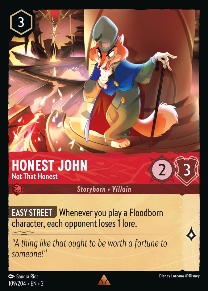 Honest John - Not That Honest — Rise of the Floodborn #109 (Disney Lorcana card)