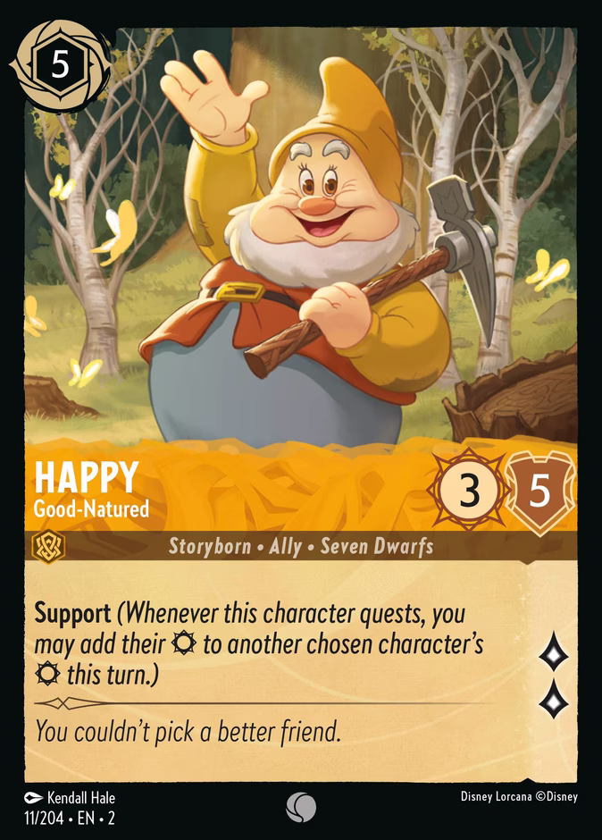Happy - Good-Natured — Rise of the Floodborn #11 (Disney Lorcana card)