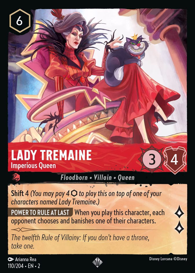 Lady Tremaine - Imperious Queen — Rise of the Floodborn #110 (Disney Lorcana card)