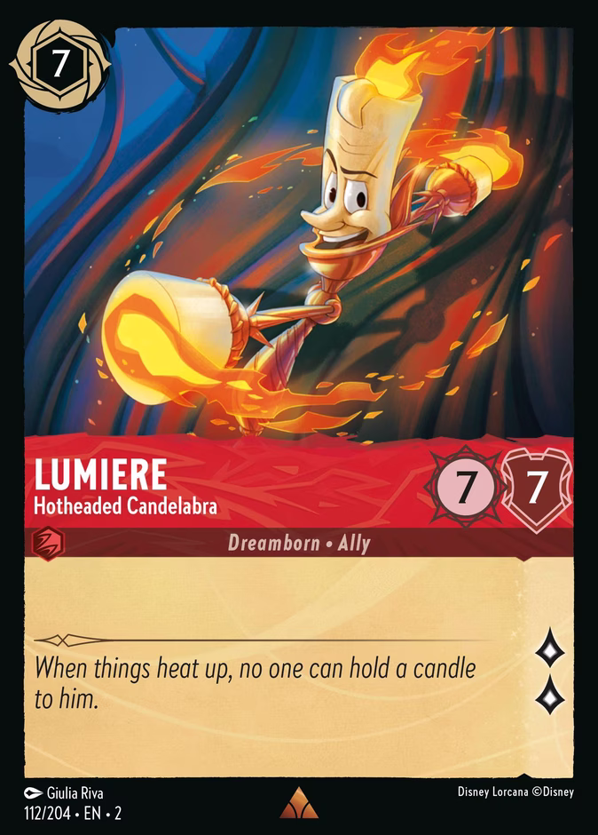Lumiere - Hotheaded Candelabra — Rise of the Floodborn #112 (Disney Lorcana card)