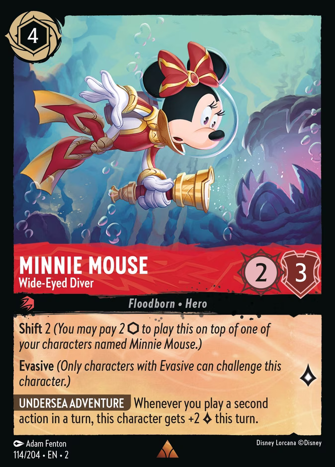 Minnie Mouse - Wide-Eyed Diver — Rise of the Floodborn #114 (Disney Lorcana card)