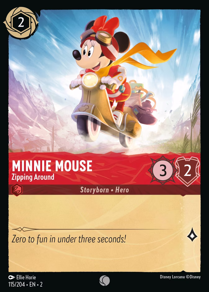 Minnie Mouse - Zipping Around — Rise of the Floodborn #115 (Disney Lorcana card)
