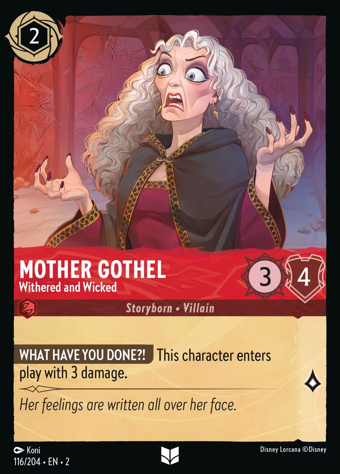 Mother Gothel - Withered and Wicked — Rise of the Floodborn #116 (Disney Lorcana card)