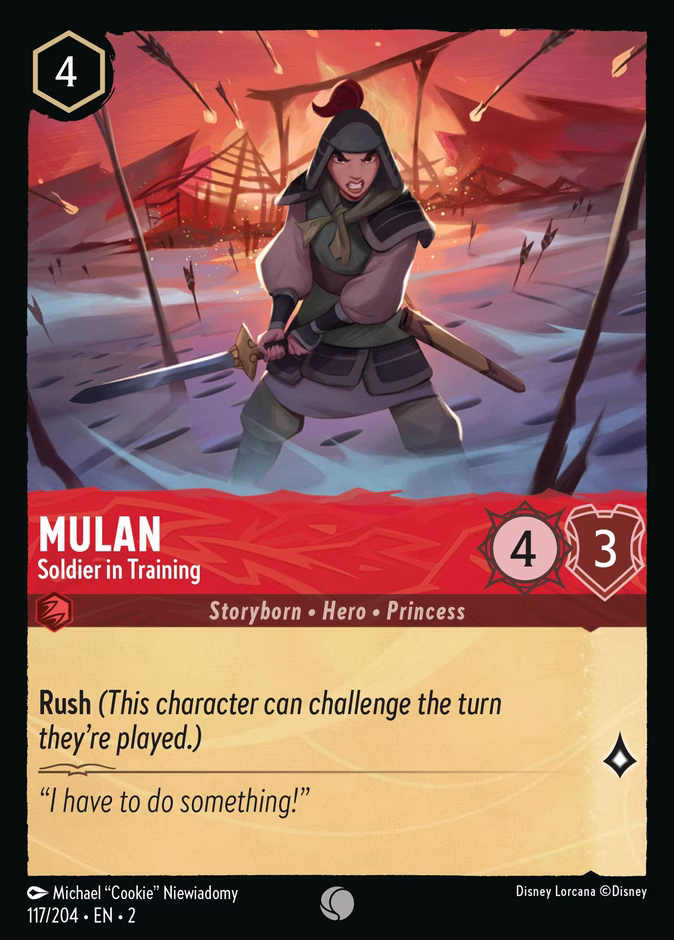 Mulan - Soldier in Training — Rise of the Floodborn #117 (Disney Lorcana card)