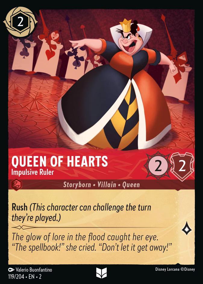 Queen of Hearts - Impulsive Ruler — Rise of the Floodborn #119 (Disney Lorcana card)