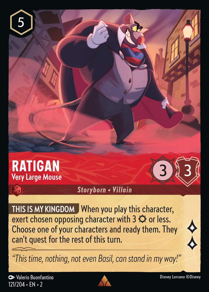 Ratigan - Very Large Mouse — Rise of the Floodborn #121 (Disney Lorcana card)