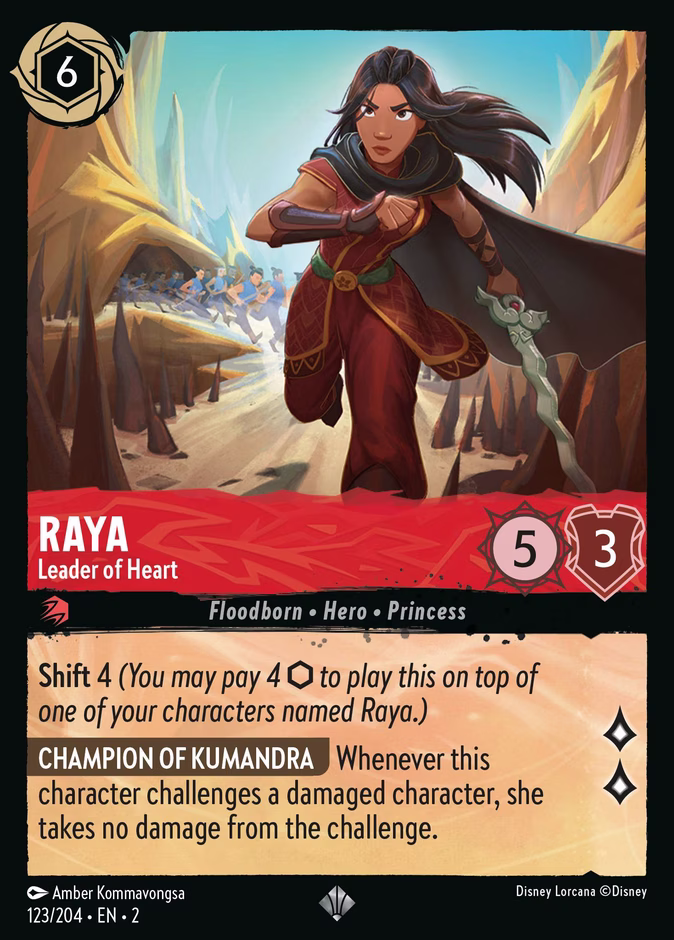 Raya - Leader of Heart — Rise of the Floodborn #123 (Disney Lorcana card)