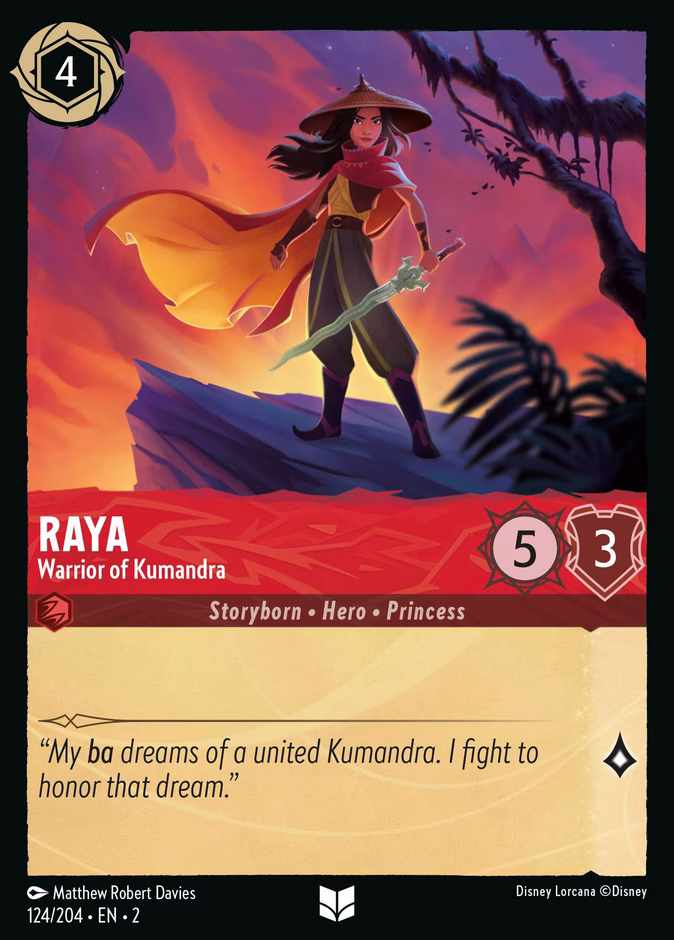 Raya - Warrior of Kumandra — Rise of the Floodborn #124 (Disney Lorcana card)