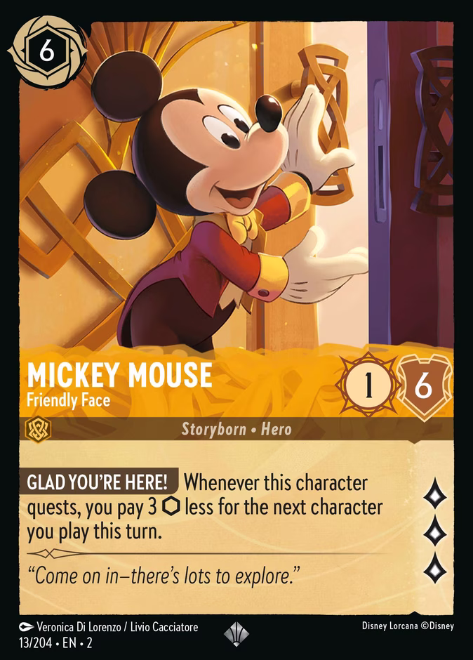 Mickey Mouse - Friendly Face — Rise of the Floodborn #13 (Disney Lorcana card)