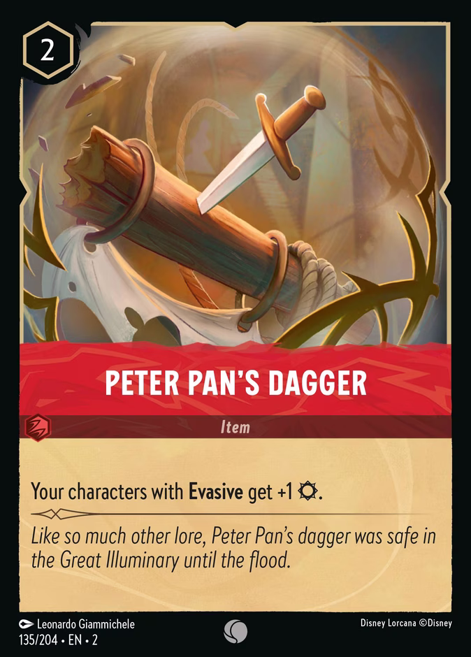 Peter Pan's Dagger — Rise of the Floodborn #135 (Disney Lorcana card)