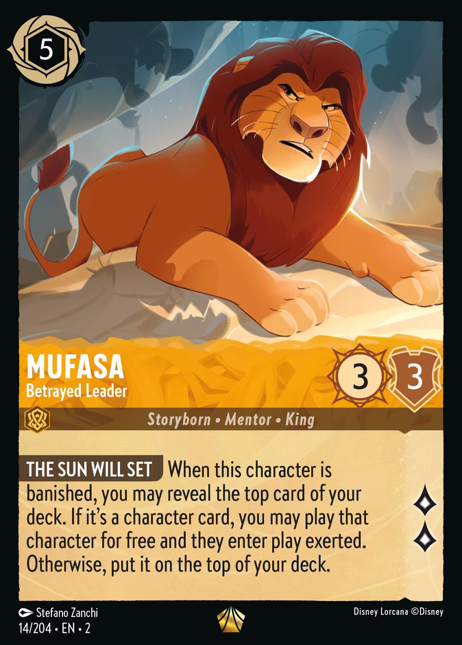Mufasa - Betrayed Leader — Rise of the Floodborn #14 (Disney Lorcana card)