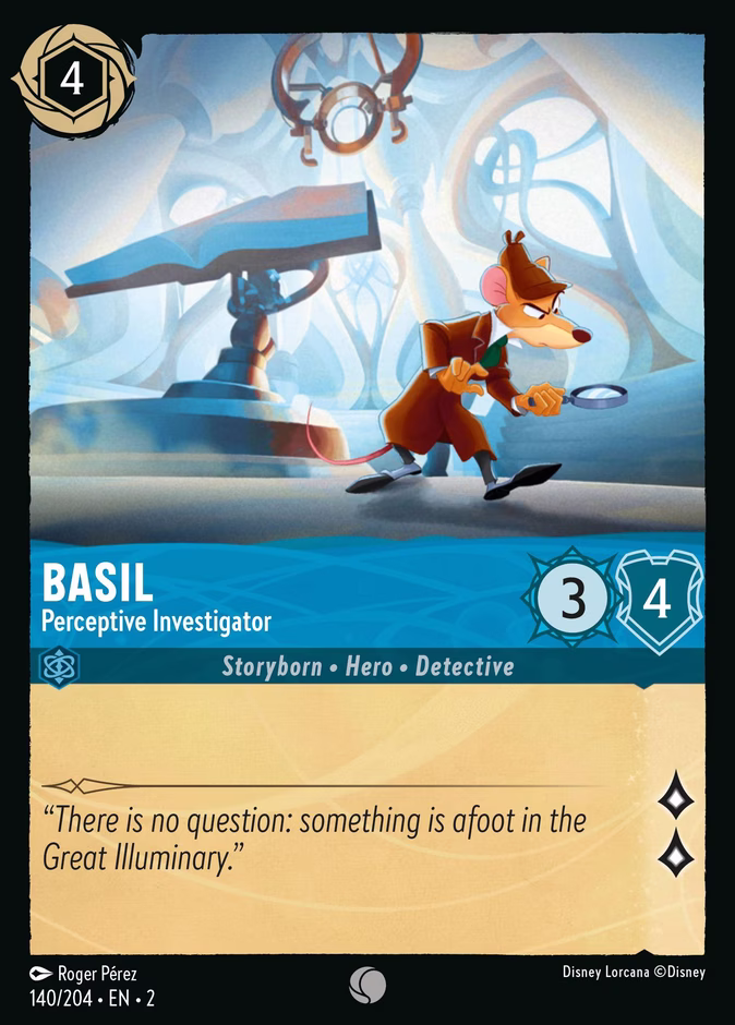 Basil - Perceptive Investigator — Rise of the Floodborn #140 (Disney Lorcana card)