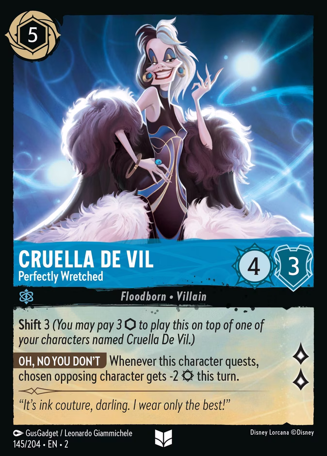 Cruella De Vil - Perfectly Wretched — Rise of the Floodborn #145 (Disney Lorcana card)