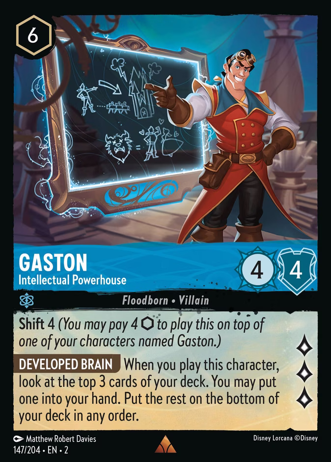 Gaston - Intellectual Powerhouse — Rise of the Floodborn #147 (Disney Lorcana card)