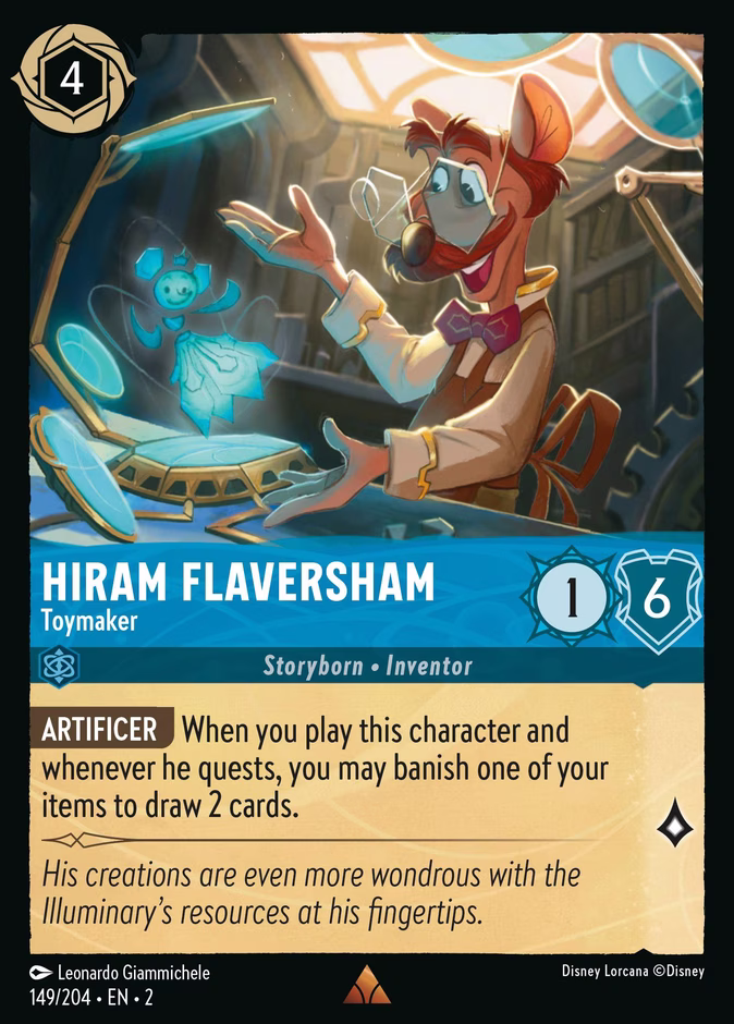 Hiram Flaversham - Toymaker — Rise of the Floodborn #149 (Disney Lorcana card)
