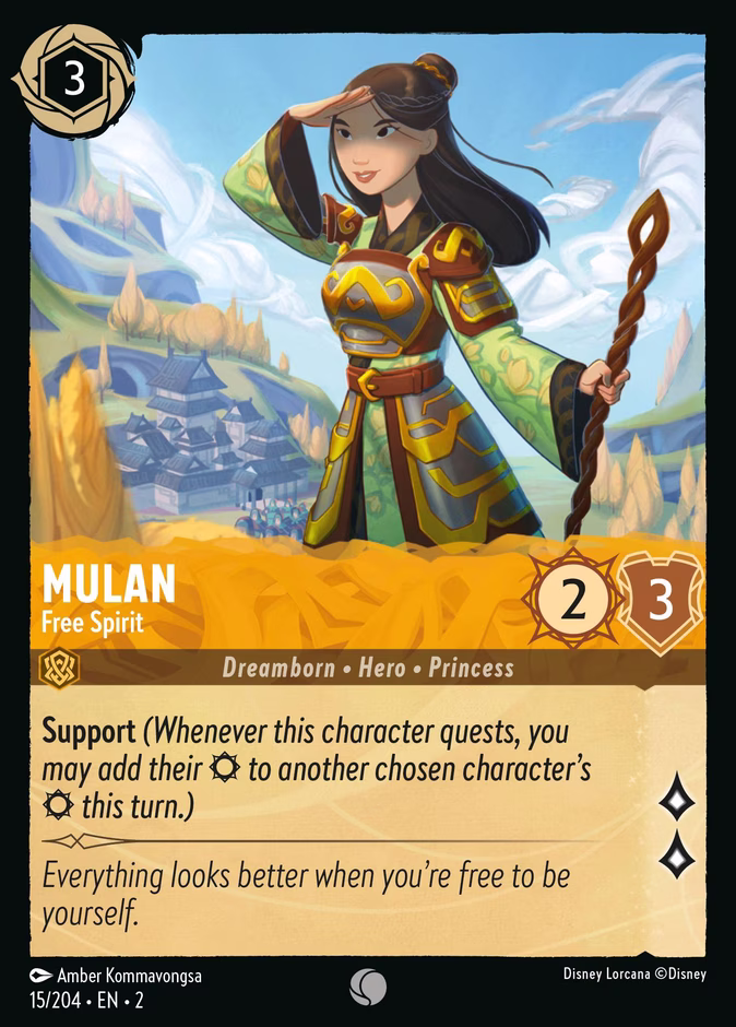 Mulan - Free Spirit — Rise of the Floodborn #15 (Disney Lorcana card)