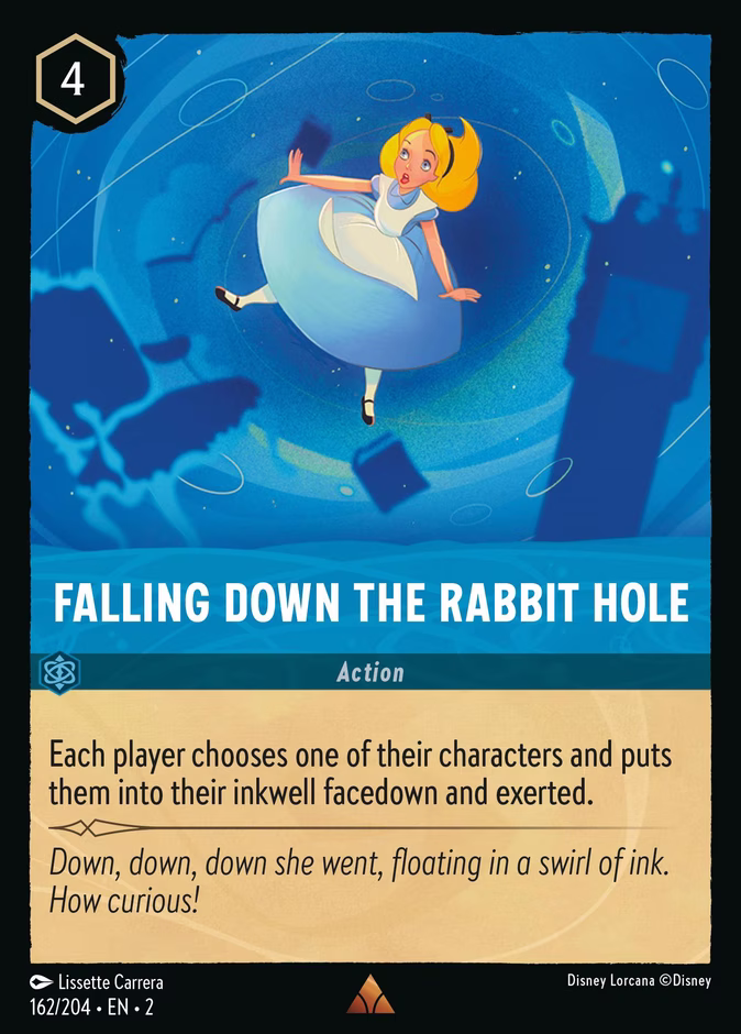 Falling Down the Rabbit Hole — Rise of the Floodborn #162 (Disney Lorcana card)