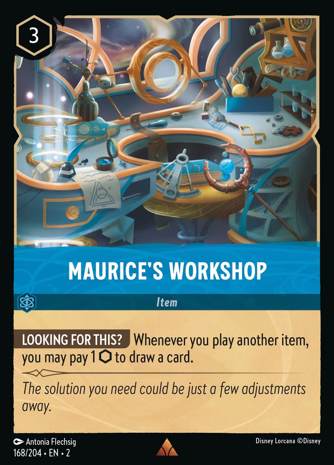 Maurice's Workshop — Rise of the Floodborn #168 (Disney Lorcana card)