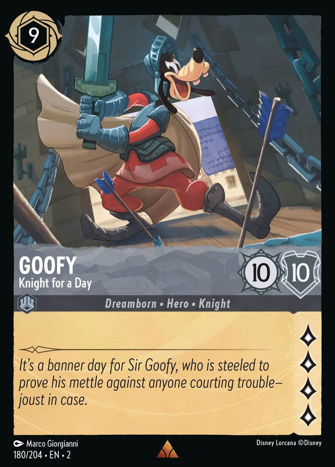 Goofy - Knight for a Day — Rise of the Floodborn #180 (Disney Lorcana card)