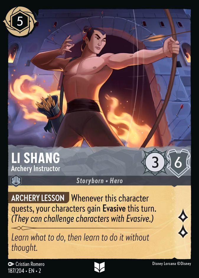 Li Shang - Archery Instructor — Rise of the Floodborn #187 (Disney Lorcana card)