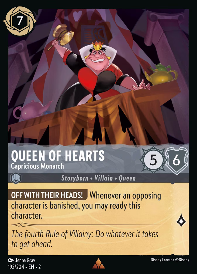 Queen of Hearts - Capricious Monarch — Rise of the Floodborn #192 (Disney Lorcana card)