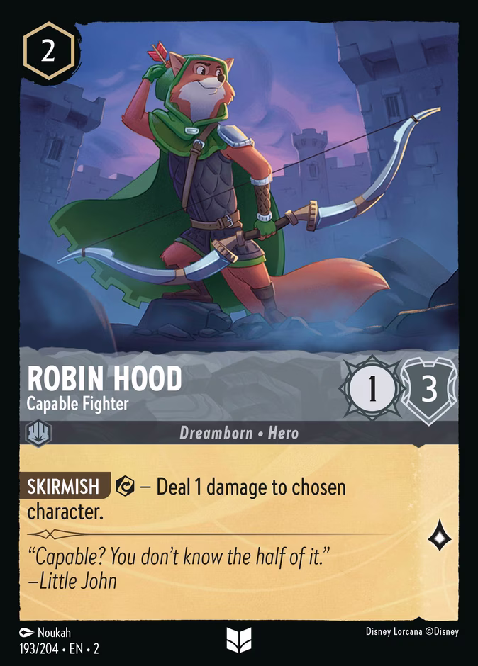 Robin Hood - Capable Fighter — Rise of the Floodborn #193 (Disney Lorcana card)