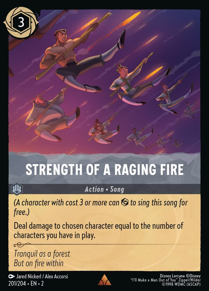 Strength of a Raging Fire — Rise of the Floodborn #201 (Disney Lorcana card)