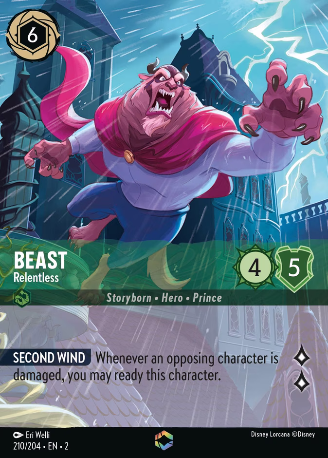 Beast - Relentless — Rise of the Floodborn #210 (Disney Lorcana card)