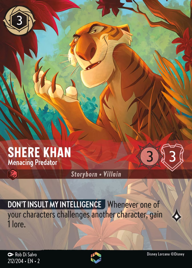 Shere Khan - Menacing Predator — Rise of the Floodborn #212 (Disney Lorcana card)