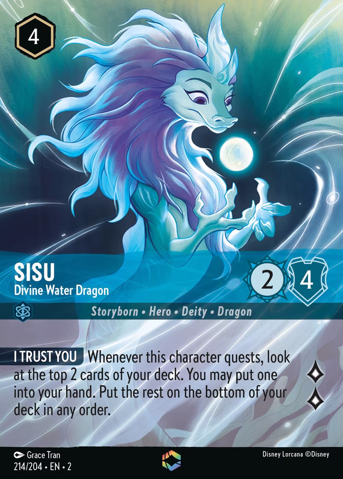 Sisu - Divine Water Dragon — Rise of the Floodborn #214 (Disney Lorcana card)