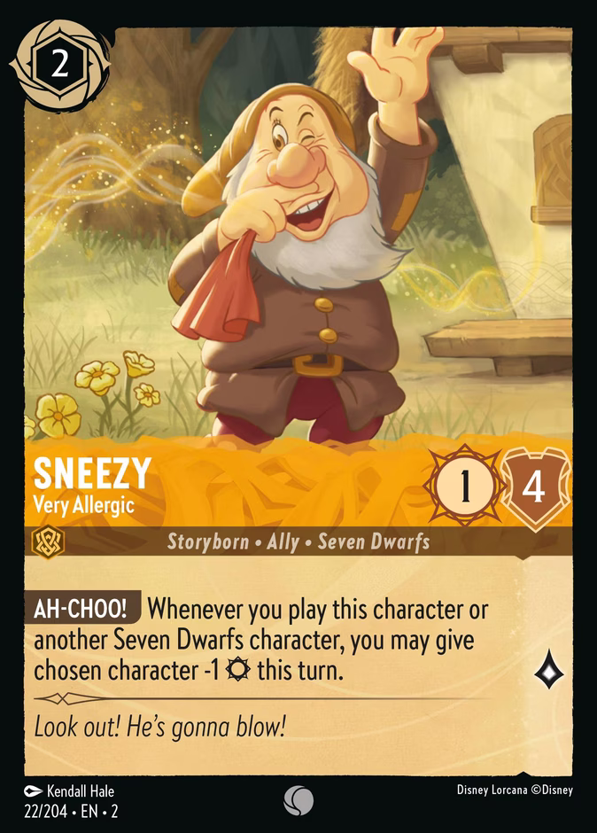 Sneezy - Very Allergic — Rise of the Floodborn #22 (Disney Lorcana card)