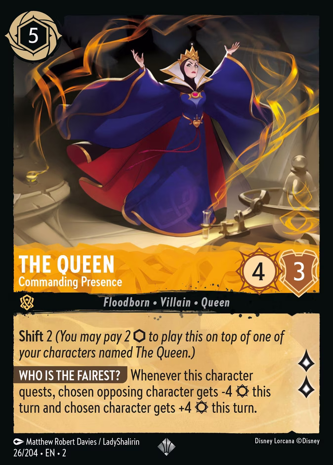 The Queen - Commanding Presence — Rise of the Floodborn #26 (Disney Lorcana card)