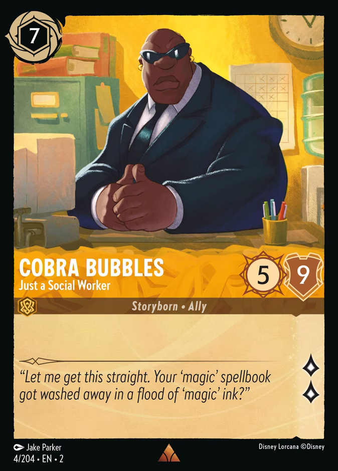 Cobra Bubbles - Just a Social Worker — Rise of the Floodborn #4 (Disney Lorcana card)
