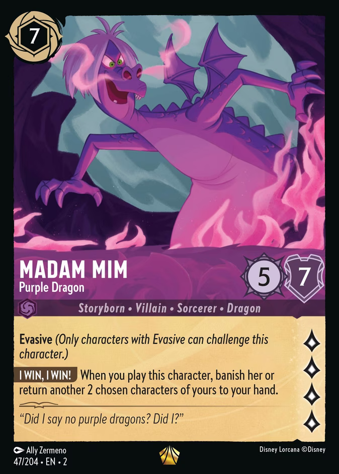Madam Mim - Purple Dragon — Rise of the Floodborn #47 (Disney Lorcana card)