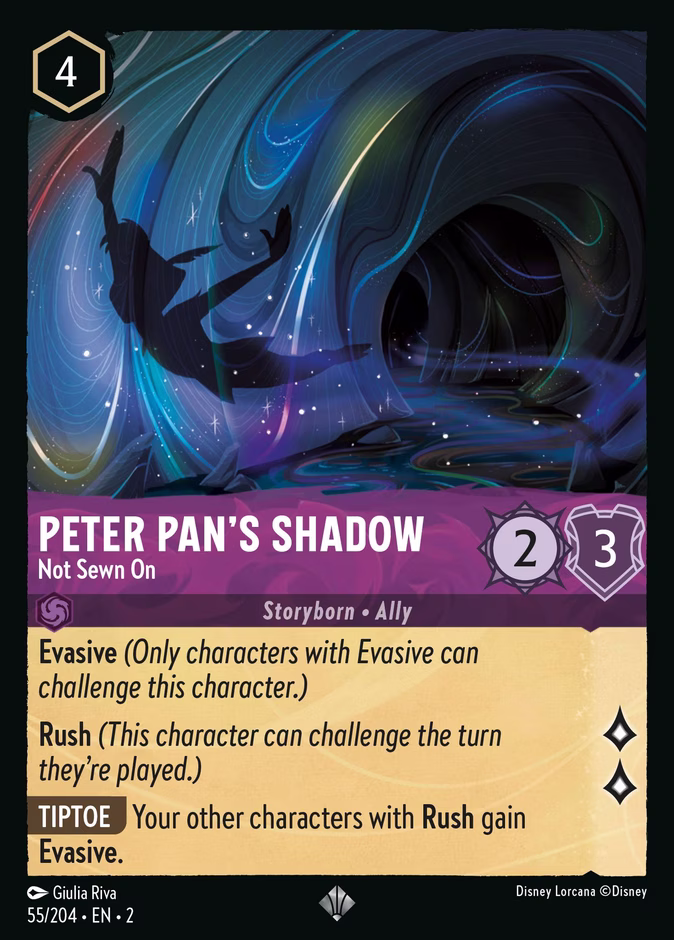 Peter Pan's Shadow - Not Sewn On — Rise of the Floodborn #55 (Disney Lorcana card)