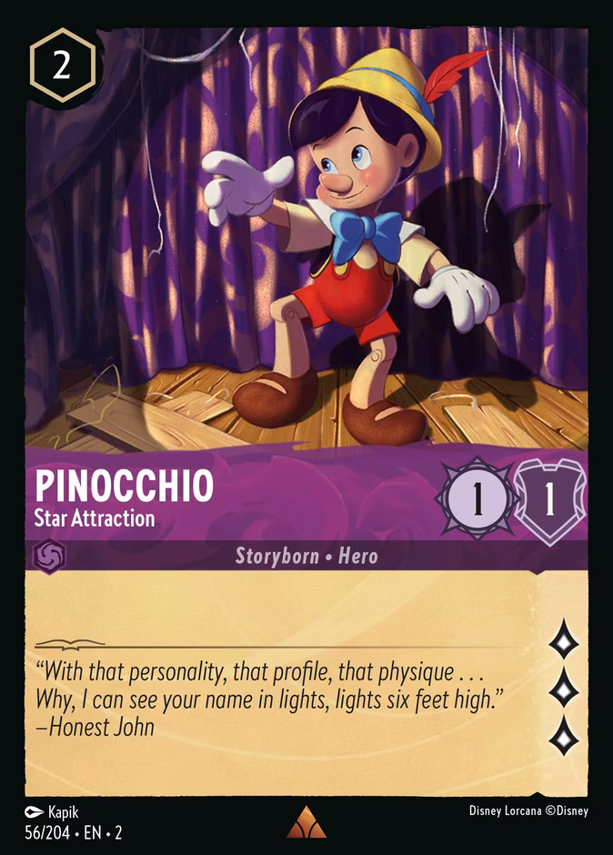 Pinocchio - Star Attraction — Rise of the Floodborn #56 (Disney Lorcana card)