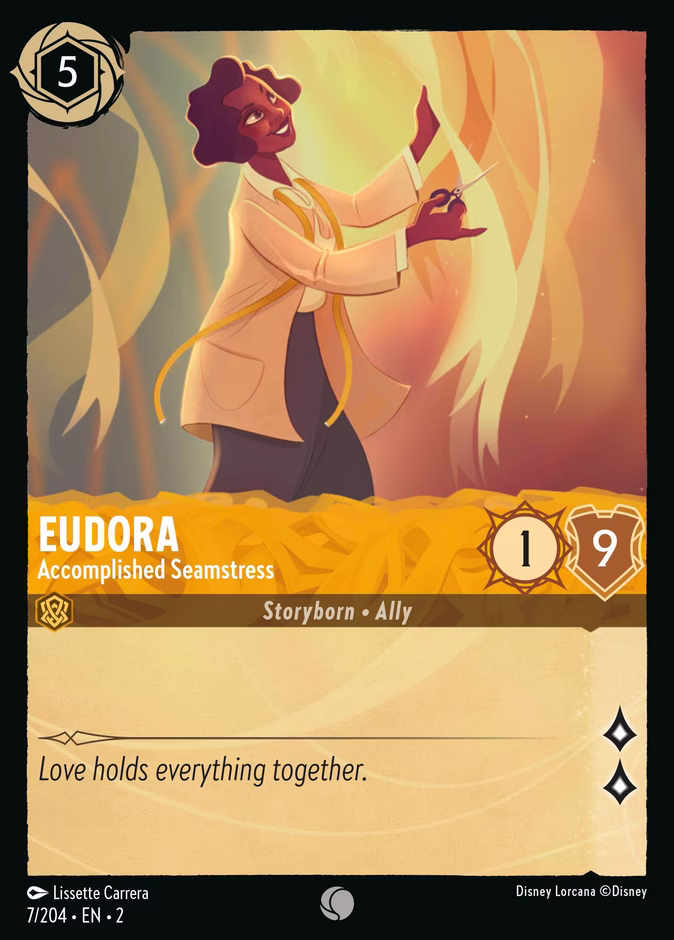 Eudora - Accomplished Seamstress — Rise of the Floodborn #7 (Disney Lorcana card)