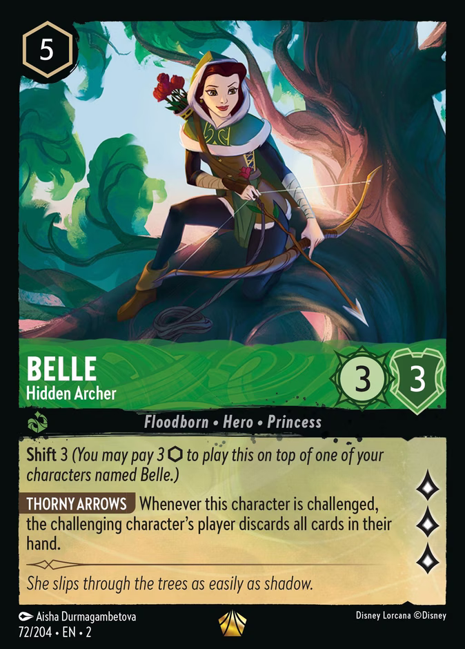 Belle - Hidden Archer — Rise of the Floodborn #72 (Disney Lorcana card)