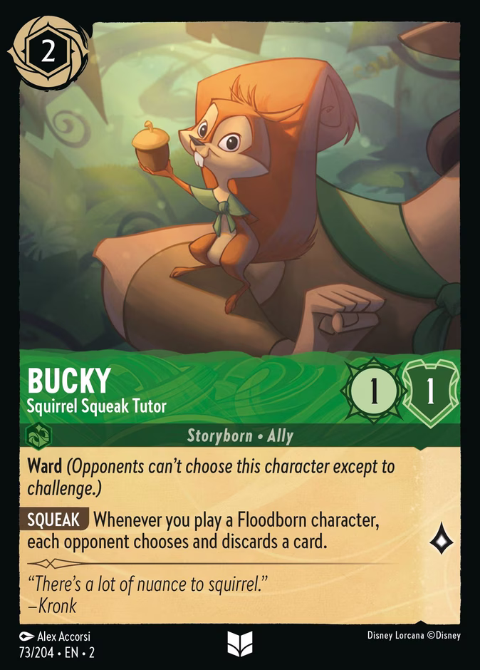 Bucky - Squirrel Squeak Tutor — Rise of the Floodborn #73 (Disney Lorcana card)
