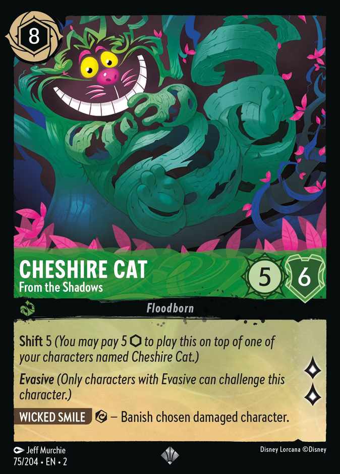 Cheshire Cat - From the Shadows — Rise of the Floodborn #75 (Disney Lorcana card)