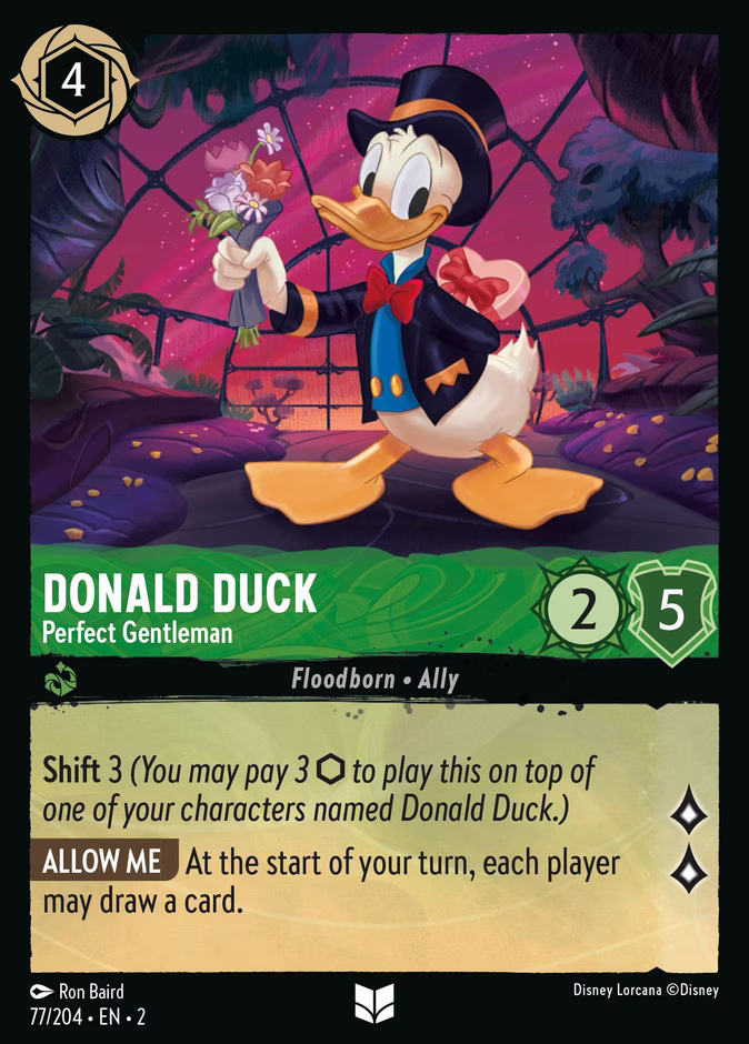 Donald Duck - Perfect Gentleman — Rise of the Floodborn #77 (Disney Lorcana card)
