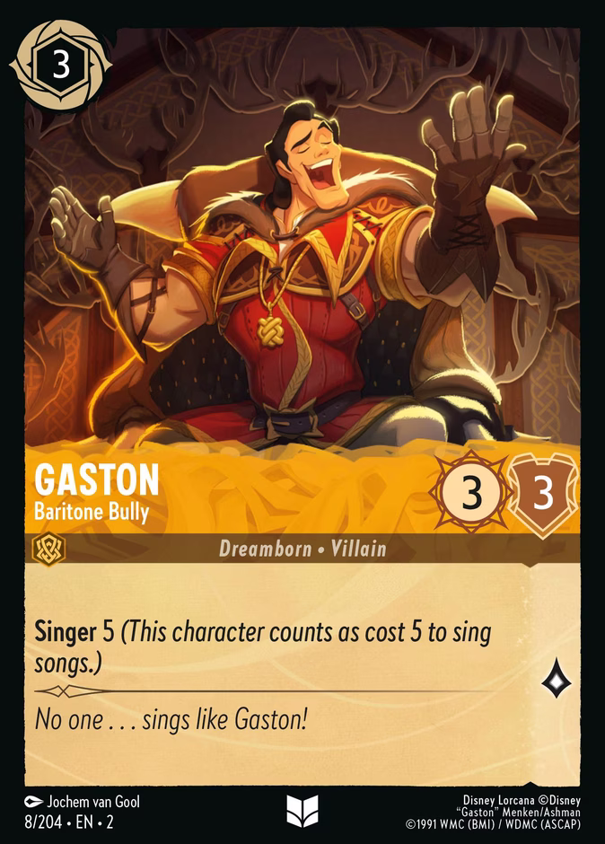 Gaston - Baritone Bully — Rise of the Floodborn #8 (Disney Lorcana card)